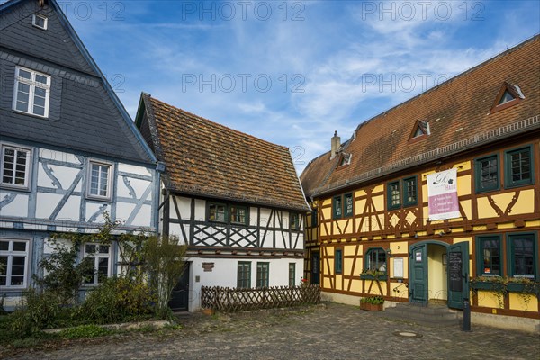 Half-timbered houses, Eltville, Rhine, Rheingau, Hesse, Germany, Europe