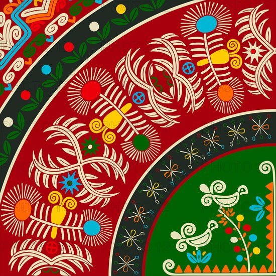 Traditional Hungarian embroidery vector decorative background card