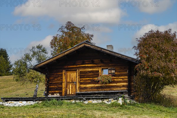Alpine hut on the Alpe di Siusi, Val Gardena, Dolomites, South Tyrol, Italy, Europe