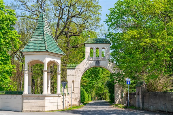 Entrance portal to the Gross Glienicke estate park, Potsdam, Havelland, Brandenburg, Germany, Europe