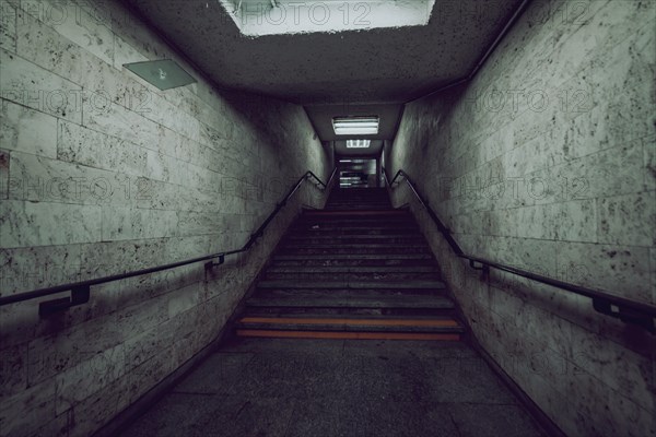 Empty stairs in underground tunnel