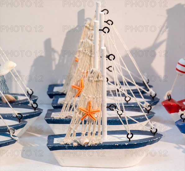 Set of small colorful model boats