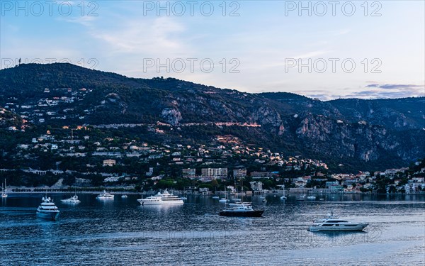 Sunrise over Harbor and Bay of Villefranche-sur-Mer, French Riviera, France, Europe