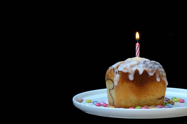 Birthday Cake with Burning Candle, Cake