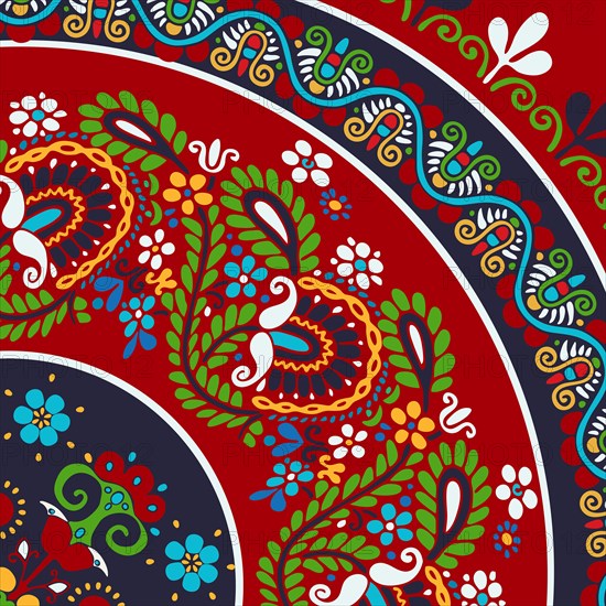 Traditional Hungarian embroidery vector decorative background card