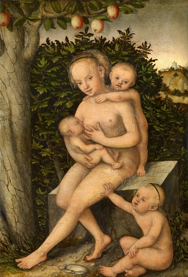 Caritas, term for active charity and benevolence, painting by Lucas Cranach the Elder, 4 October 1472, 16 October 1553, one of the most important German painters, graphic artists and letterpress printers of the Renaissance, Historical, digitally restored reproduction of a historical original