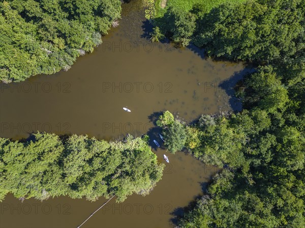 Aerial view with landscape of the Loosdrechtse Plassen nature reserve, Loosdrecht, North Holland, Netherlands