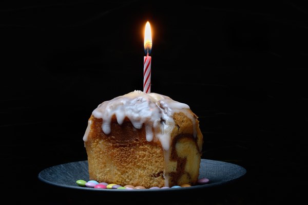 Birthday Cake with Burning Candle, Cake