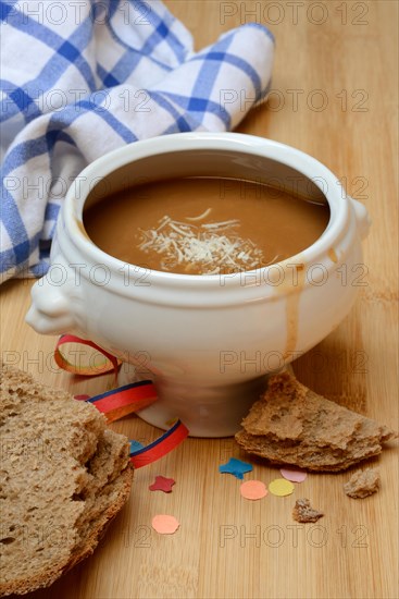 Basler Mehlsuppe, the soup is traditionally eaten at Fasnacht, Basel, Switzerland, Europe