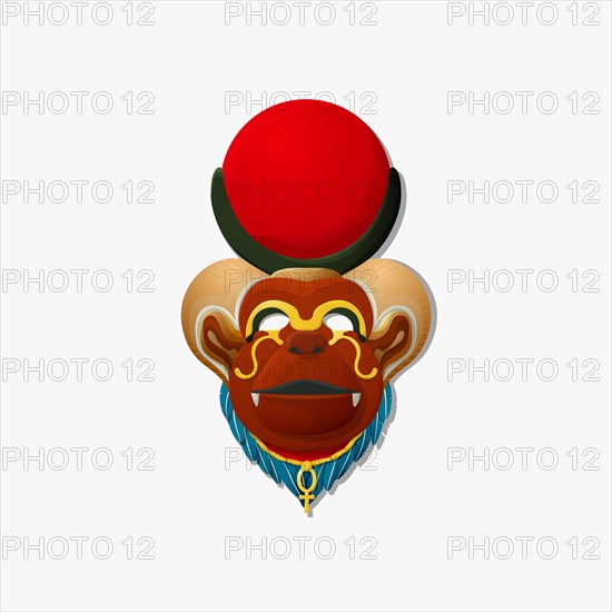 Mask of the Egyptian god Thoth in baboon form, vector illustration