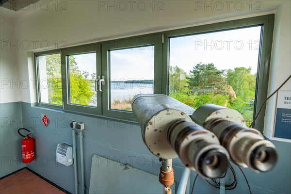 Interior of the Nieder Neuendorf border tower, watchtower and command post on the GDR border and Berlin Wall, Wall cycle path, Brandenburg, Germany, Europe