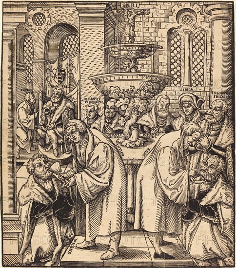 The Reformers Luther and Hus at the Last Supper for the Princes of the House of Saxony, painting by Lucas Cranach the Elder, 4 October 1472, 16 October 1553, one of the most important German painters, graphic artists and letterpress printers of the Renaissance, Historical, digitally restored reproduction of a historical original