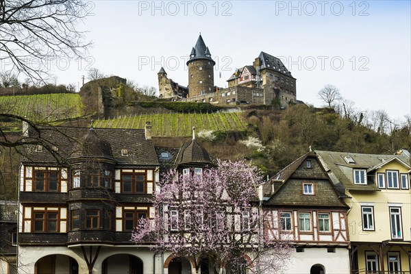 Stahleck Castle, Bacharach, Upper Middle Rhine Valley, UNESCO World Heritage Site, Rhine, Rhineland-Palatinate, Germany, Europe