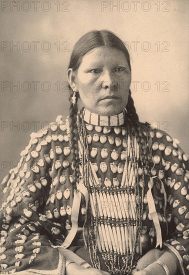 Freckled Face, woman from the Arapahoe tribe, an Indian people of North America, after a picture by F.A.Rinehart, 1899, Historic, digitally restored reproduction of an original from that time