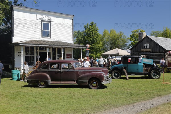 Vintage cars, farmland antique event, Province of Quebec, Canada, North America