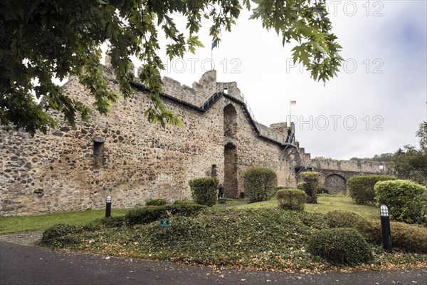 City fortifications from the 13th century, with city wall, battlements and witchs tower, Hillesheim, Rhineland-Palatinate, Germany, Europe