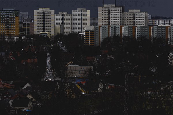 Apartment blocks in the Marzahn district, photographed in Berlin, 01.02.2023., Berlin, Germany, Europe