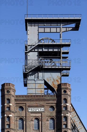 Malakoff tower above shaft 2 of Prosper Handel colliery, Bottrop, North Rhine-Westphalia, Germany, Europe