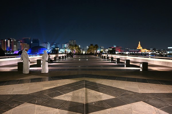 Entrance area of the Museum of Islamic Art by the archtics Ieoh Ming Pei and Jean-Michel Wilmotte, Doha, Qatar, Asia