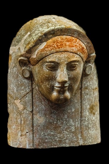 Female bust in terracotta, Ionian workshop, 525-500 BC, Archaeological Museum in the former Order Hospital of the Knights of St. John, 15th century, Old Town, Rhodes Town, Greece, Europe