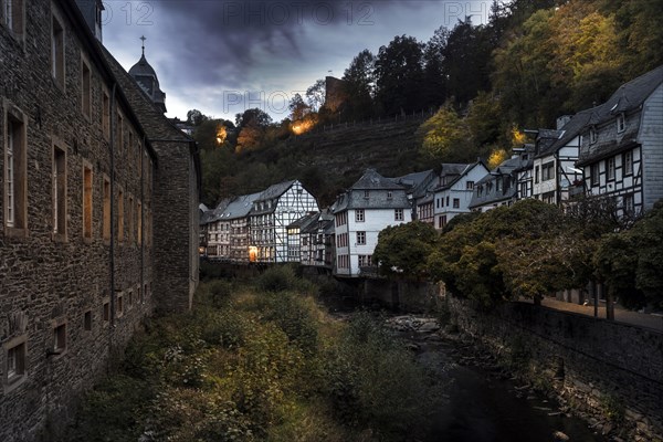 Historic Old Town Monschau in the Evening, Northern Eifel, Eifel, Monschau, North Rhine-Westphalia, North Rhine-Westphalia, Germany, Europe