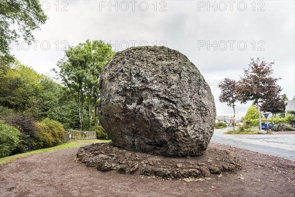 Strohn lava bomb, almost 5 m in diameter and weighing 120 t, on the German Volcano Road, Strohn, Rhineland-Palatinate, Germany, Europe