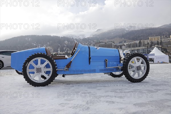 Bugatti Type 35, faithful replica on a scale of 1:3 by The Little Motor Company, The ICE, St. Moritz, Engadin, Switzerland, Europe