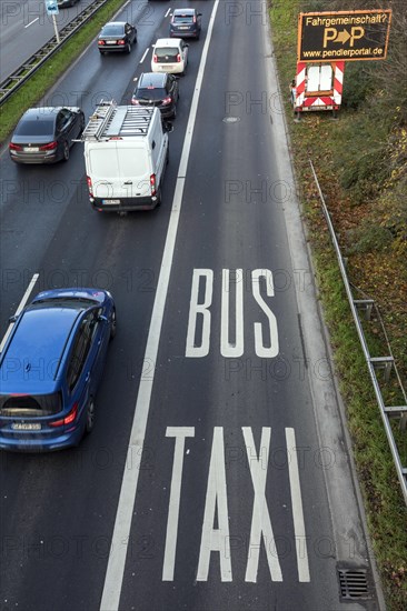 Traffic, rush hour, bus lane, taxi lane, Duesseldorf, North Rhine-Westphalia