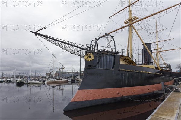 Ramming ship Schorpioen from 1868, Museum harbour Willemsoort, Naval Museum, Den Helder, Province of North Holland, The Netherlands, Europe