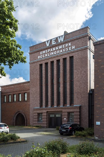 Recklinghausen transformer station, heritage-protected building, Route der Industriekultur and is both a transformer station and a museum, Museum Strom und Leben, Recklinghausen, North Rhine-Westphalia, North Rhine-Westphalia, Germany, Europe