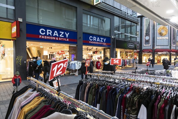 Pre-Christmas season in the Hohe Strasse shopping street in Cologne, colourful hustle and bustle in the Advent season