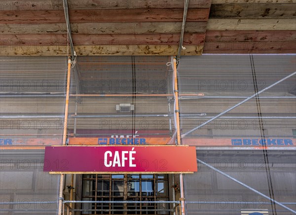 Scaffolding at the side entrance to the concert hall, Gendarmenmarkt, Berlin, Germany, Europe