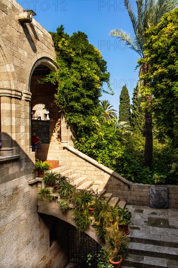 Hostel of the French, Knights Street in Old Town from the time of the Order of St. John, only surviving 16th century street in late Gothic style, Oddos Ippoton, Rhodes Town, Greece, Europe