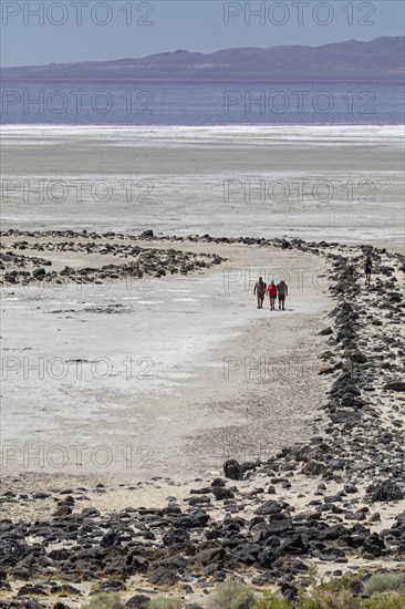 Promontory, Utah, The Spiral Jetty, an earthwork sculpture created by Robert Smithson in 1970 in Great Salt Lake. The sculpture was underwater for 30 years but is now on dry land due to the historic drought affecting the western United States