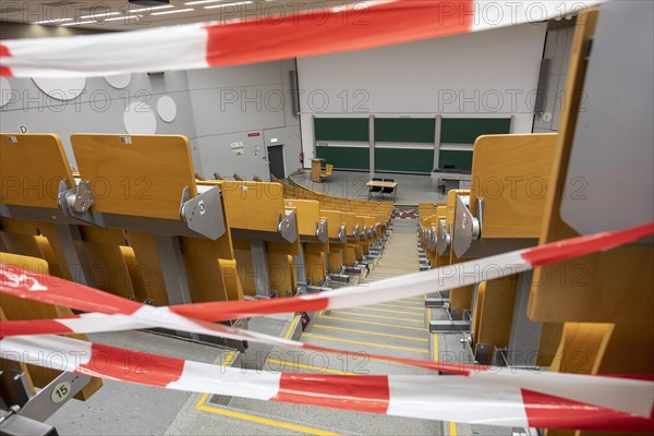 Lecture hall closed due to Corona, Dortmund University of Technology, TU, study, campus, Dortmund, North Rhine-Westphalia, Germany, Europe