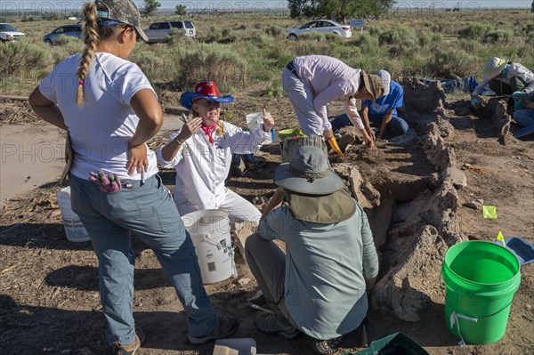 Granada, Colorado, The University of Denver Archaeology Field School at the World War 2 Amache Japanese internment camp. Camp survivors and descendents joined students in researching the camps history. University of Denver Archaeology Professor Dr. Bonnie Clark talks with students about their work. More than 7, 000 Japanese and Japanese-Americans were held at the site, one of 10 internment camps in the American west