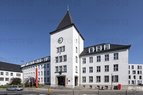 Old Town Hall, Town Hall Tower, next to the new building, Moers, North Rhine-Westphalia, North Rhine-Westphalia, Germany, Europe