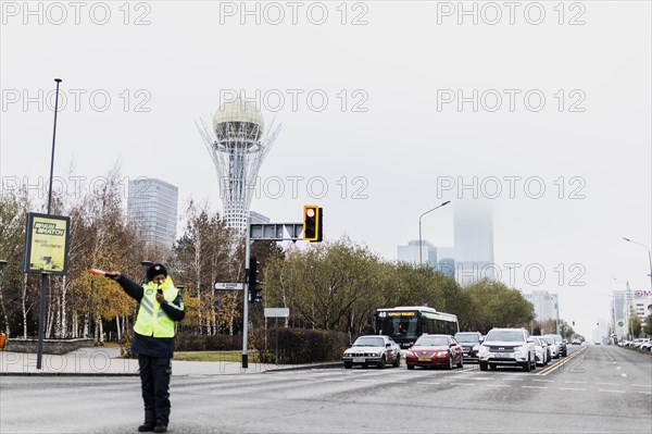 City view with a view of the Bajterek Tower, taken in Astana, Astana, Kazakhstan, Asia