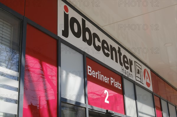 Sign and logo jobcenter, Hagen, North Rhine-Westphalia, Germany, Europe