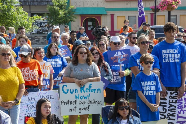 Oxford, Michigan USA, 11 June 2022, Hundreds rallied for tighter gun control laws in the town where four students were shot and killed at Oxford High School in November 2021. It was one of many rallies organized by March for Our Lives across the country protesting gun violence and mass shootings. The Oxford rally was organized by the student group No Future Without Today