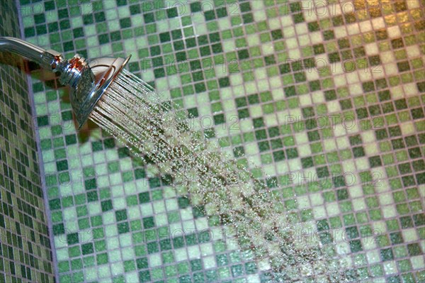 Running water from shower head