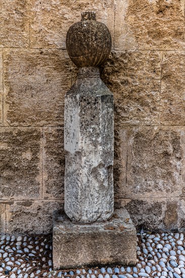 Muslim tombstones, garden courtyards, Archaeological Museum in the former Order Hospital of the Knights of St John, 15th century, Old Town, Rhodes Town, Greece, Europe