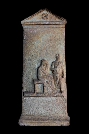 Marble tomb stele, 3rd century BC, Archaeological Museum in the former Order Hospital of the Knights of St John, 15th century, Old Town, Rhodes Town, Greece, Europe