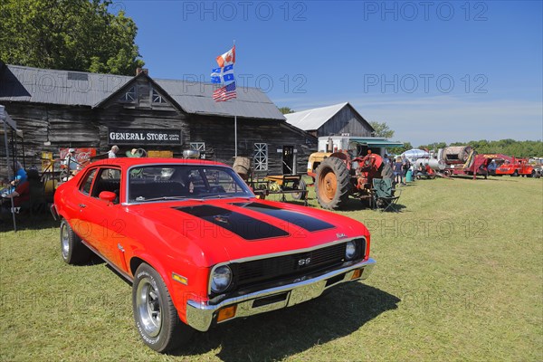 Vintage cars, farmland antique event, Province of Quebec, Canada, North America