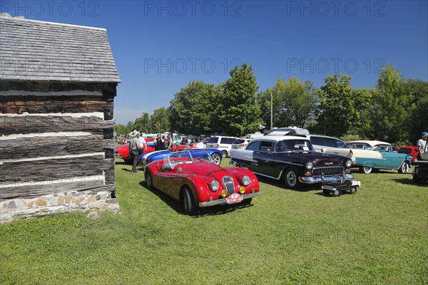 Vintage cars, farmland antique event, Province of Quebec, Canada, North America