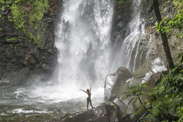 Chutes du Carbet waterfall in Guadeloupe National Park, Basse-Terre, Guadeloupe, France, North America