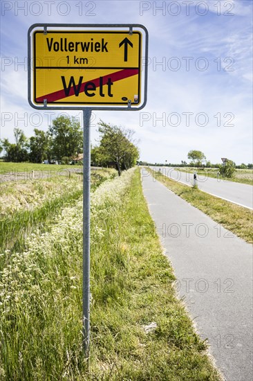 Exit of the municipality Welt in Nordfriesland, End of the World, Vollerwiek, Welt, Schleswig-Holstein, Germany, Europe