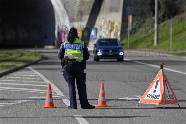 Policewoman traffic control