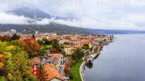 Rainy weather over Cannobio, Lake Maggiore, Verbano-Cusio-Ossola, Piedmont, Italy, Europe