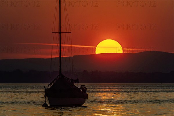 Sunset on Lake Constance, Allensbach, Baden-Wuerttemberg, Germany, Europe